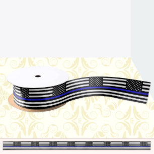 Thin Blue Line ribbon, American Flag police / USA Satin Ribbon
