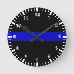 Thin Blue Line Round Clock