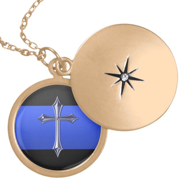 Thin Blue Line Safety Prayer Pendant (Front)