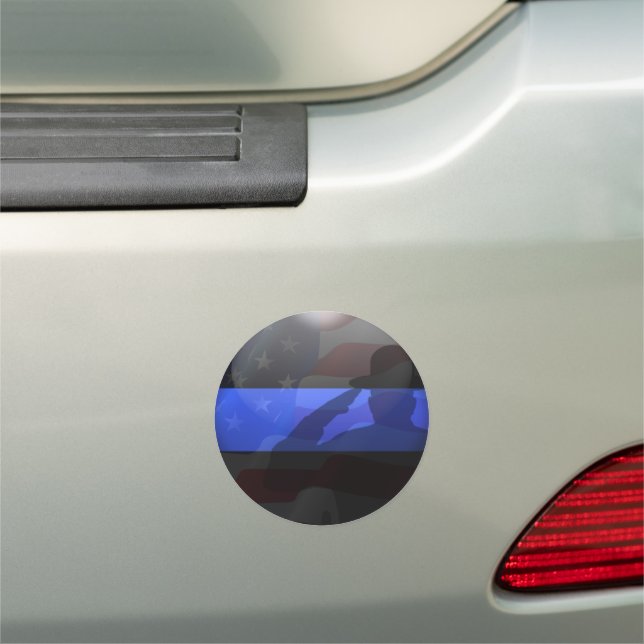 Thin Blue Line Salute Car Magnet (In Situ)