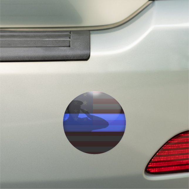 Thin Blue Line Salute Car Magnet (In Situ)