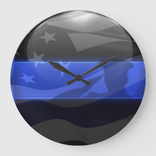 Thin Blue Line Salute Flag Large Clock