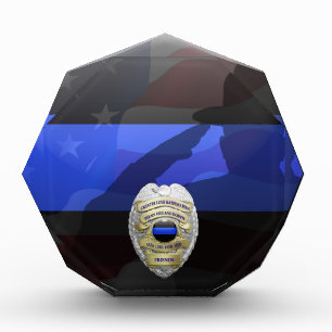 Thin Blue Line Salute No Greater Love Badge 2 Acrylic Award