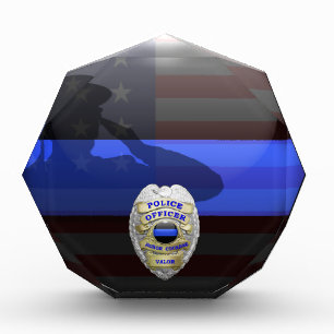 Thin Blue Line Salute Plaque Customizable Badges