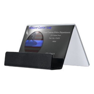 Thin Blue Line - Saluting Balls of Steel Desk Business Card Holder