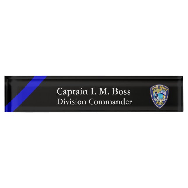 Thin Blue Line Santa Monica Patch Desk Name Plate (Front)