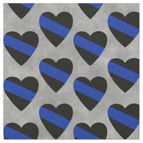 Thin Blue Line Sashed Hearts for Police Support Fabric
