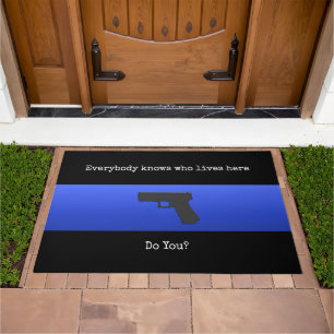Thin Blue Line Security System Doormat