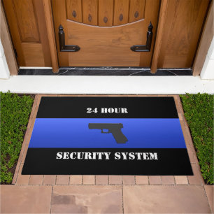 Thin Blue Line Security System Doormat