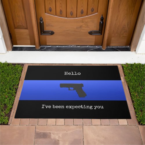 Thin Blue Line Security System Doormat