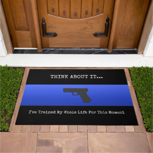 Thin Blue Line Security System Doormat