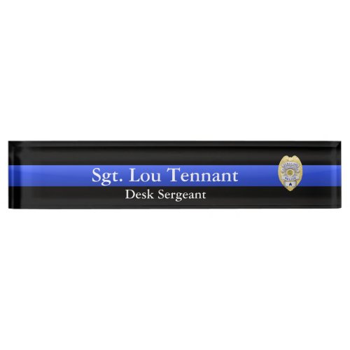 Thin Blue Line _ Sergeant Badge Rank Name Plate