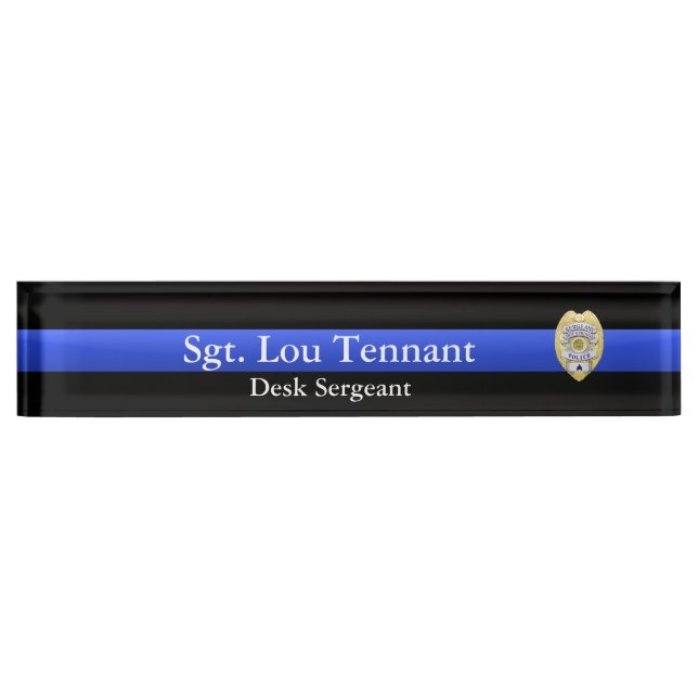 Thin Blue Line - Sergeant Badge Rank Name Plate (Front)