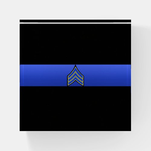 Thin Blue Line Sergeant Rank Stripes Gold Trim Paperweight