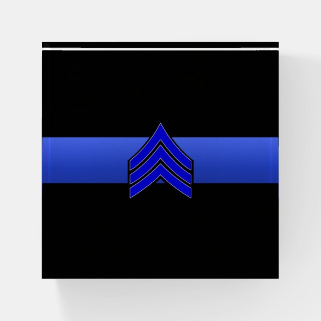 Thin Blue Line Sergeant Rank Stripes Paperweight (Front)