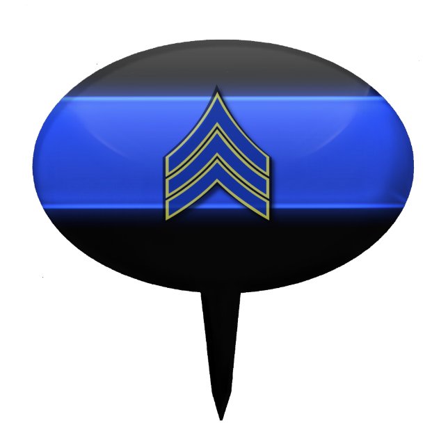 Thin Blue Line Sergeant Stripes Cake Topper (Front)