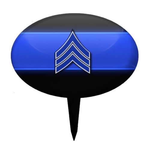 Thin Blue Line Sergeant Stripes Cake Topper
