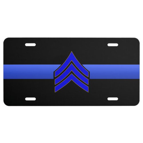 Thin Blue Line _ Sergeant Stripes License Plate