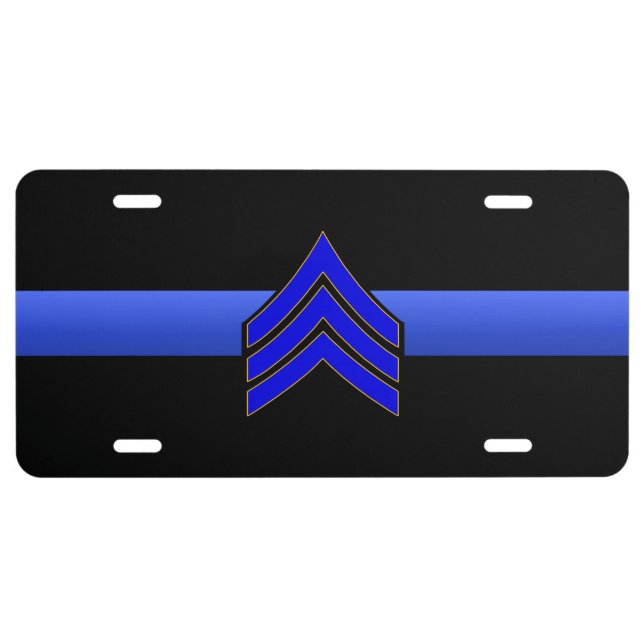 Thin Blue Line - Sergeant Stripes License Plate (Front)