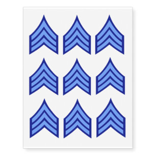 Thin Blue Line Sergeant Stripes (Light Blue) Temporary Tattoos