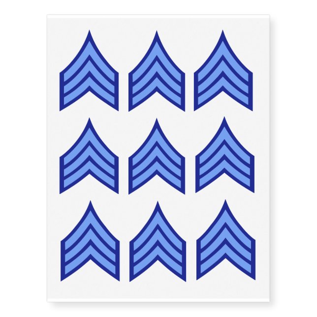 Thin Blue Line Sergeant Stripes (Light Blue) Temporary Tattoos (Front)