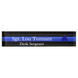 Thin Blue Line - Sergeant Stripes Rank Nameplate