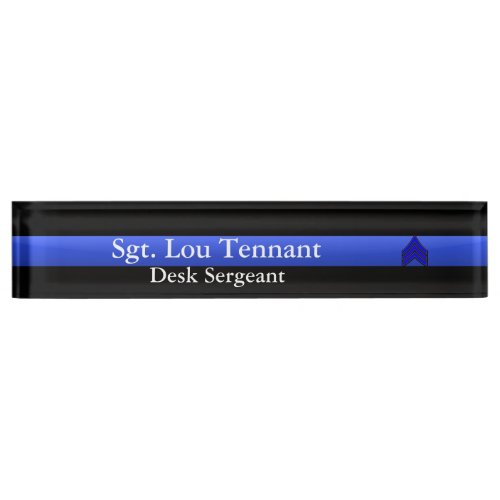 Thin Blue Line _ Sergeant Stripes Rank Nameplate