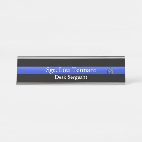 Thin Blue Line _ Sergeant Stripes Rank Nameplate