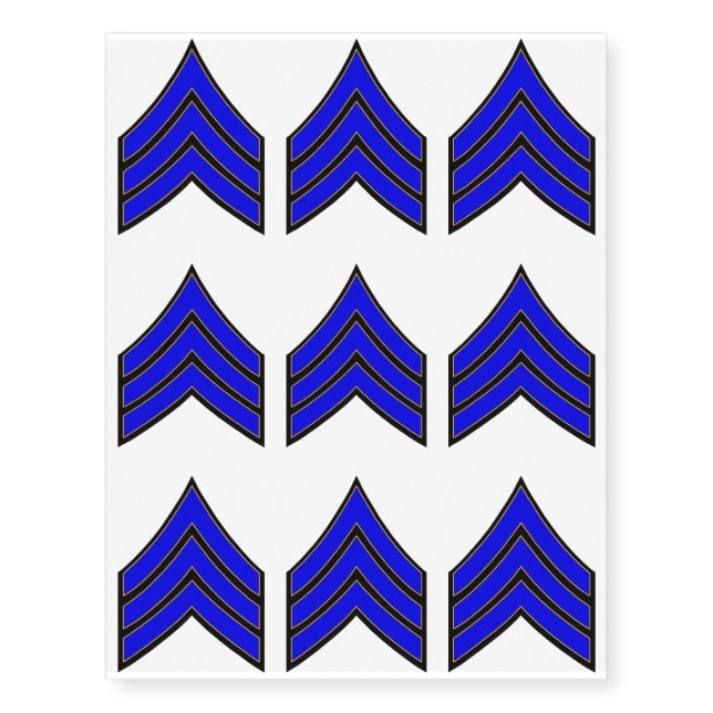 Thin Blue Line Sergeant Stripes Temporary Tattoos (Front)