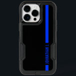 Thin Blue Line Serviceman Custom Name OtterBox iPhone 14 Pro Max Case<br><div class="desc">Featuring a clever yet minimal look that will turn heads, this iPhone Case is branded with the custom name of the service team member integrated into the classic thin blue line stripe. The thin blue line is a token representation of the US police force. If your name is shorter or...</div>