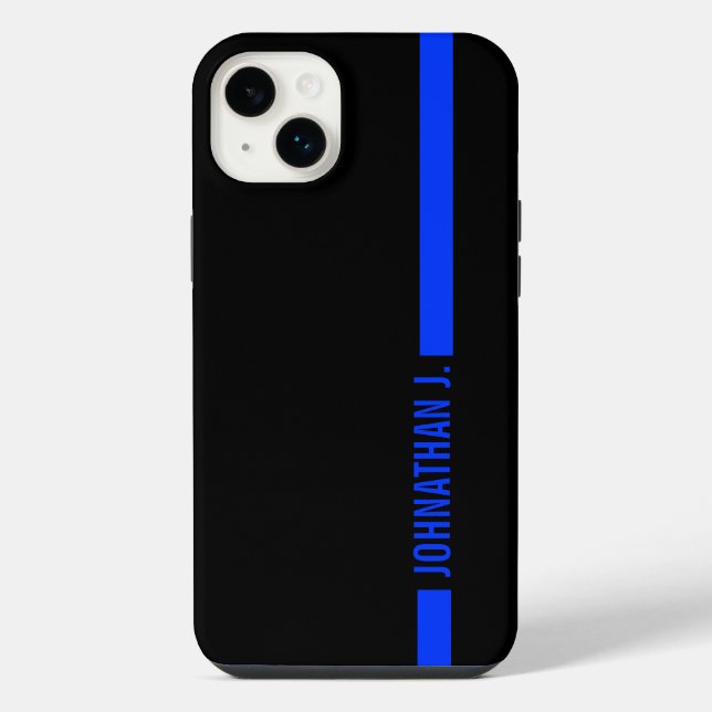 Thin Blue Line Serviceman | Name On Stripe iPhone Case (Back)