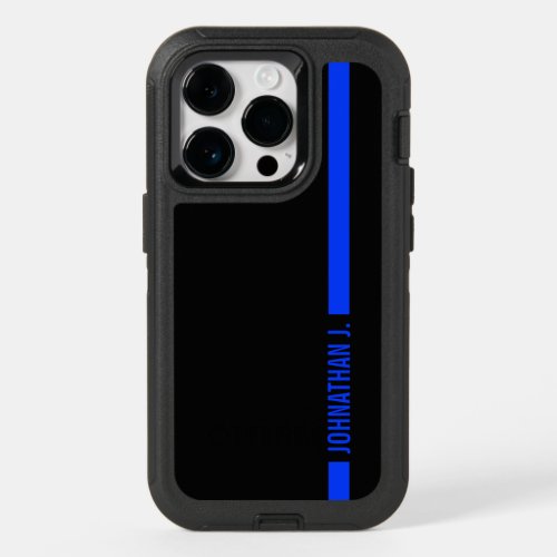 Thin Blue Line Serviceman  Name On Stripe OtterBox iPhone 14 Pro Case