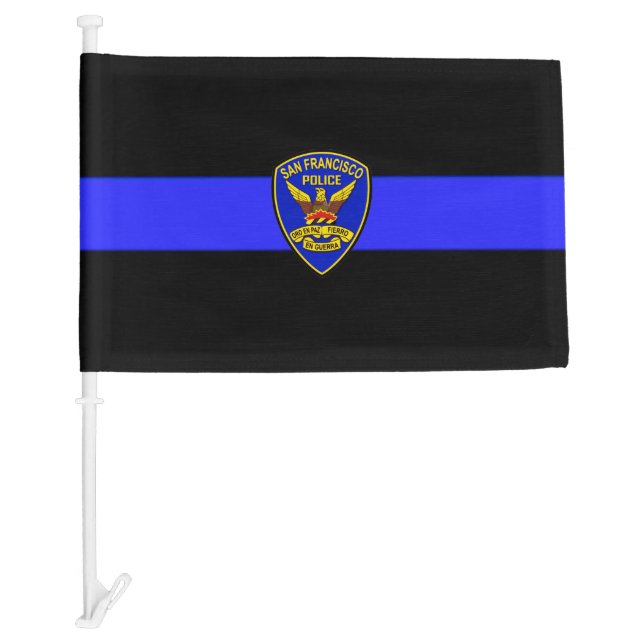 Thin Blue Line SFPD Memorial Funeral Flag (Front)