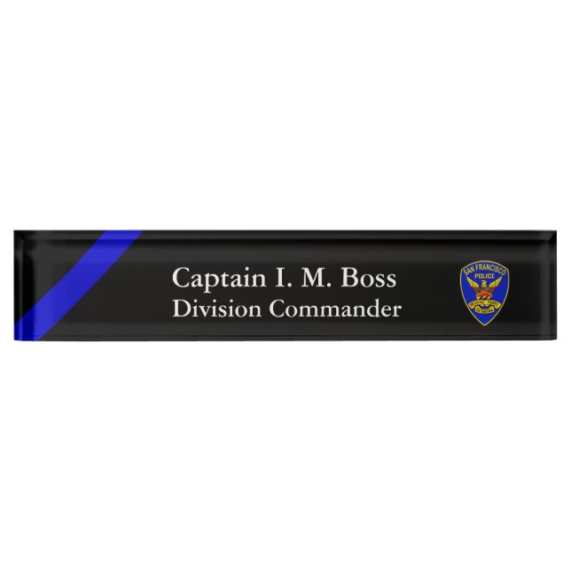 Thin Blue Line SFPD Patch Desk Name Plate (Front)