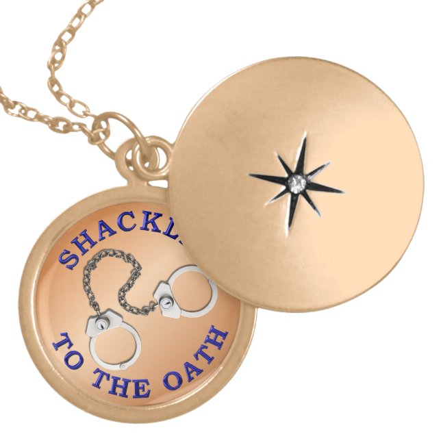 Thin Blue Line - Shackled to the Oath Locket Necklace (Front)