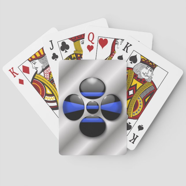 Thin Blue Line Shamrock Button Poker Cards (Back)