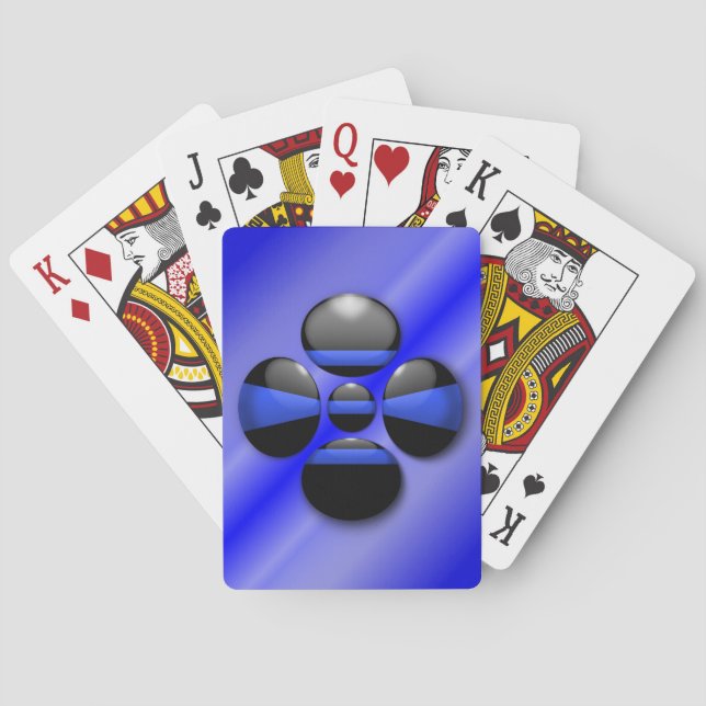 Thin Blue Line Shamrock Button Poker Cards (Back)