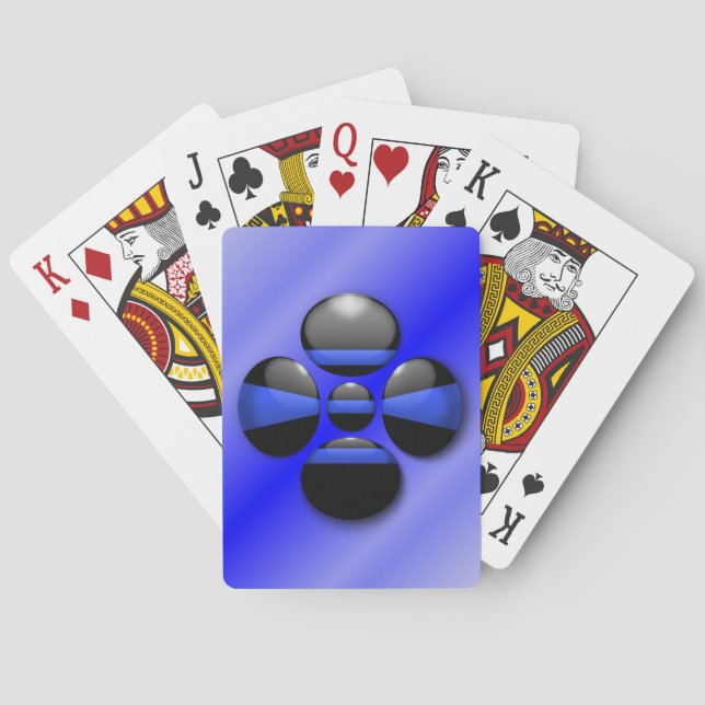 Thin Blue Line Shamrock Button Poker Cards (Back)
