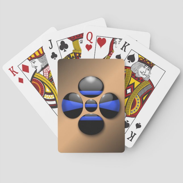 Thin Blue Line Shamrock Button Poker Cards (Back)