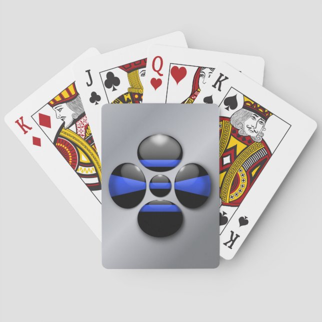Thin Blue Line Shamrock Button Poker Cards (Back)