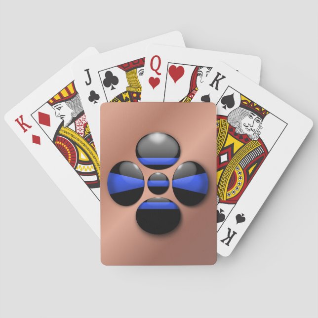 Thin Blue Line Shamrock Button Poker Cards (Back)