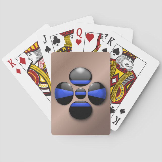 Thin Blue Line Shamrock Button Poker Cards (Back)