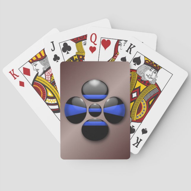 Thin Blue Line Shamrock Button Poker Cards (Back)