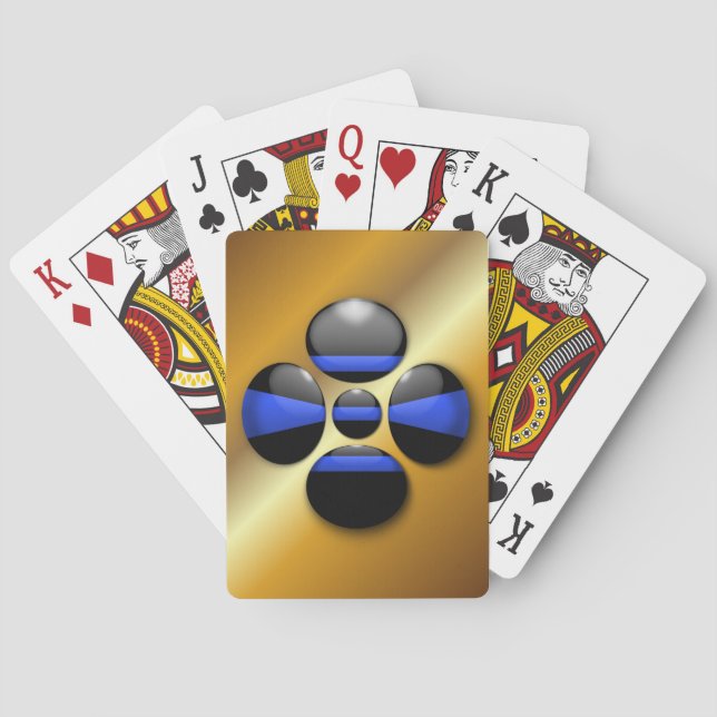 Thin Blue Line Shamrock Button Poker Cards (Back)