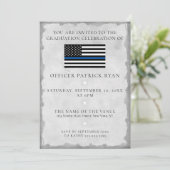 Thin Blue Line Silver Police Flag Graduation Party Invitation (Standing Front)