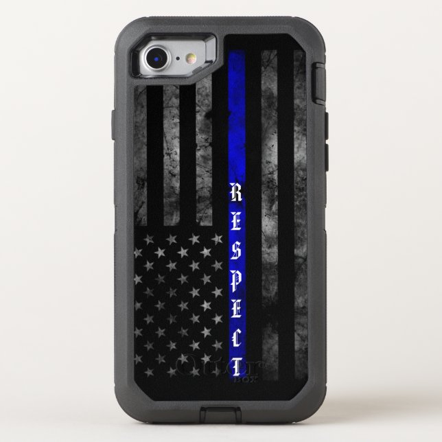 Thin Blue Line SmartPhone OtterBox Defender Series iPhone Case (Back)