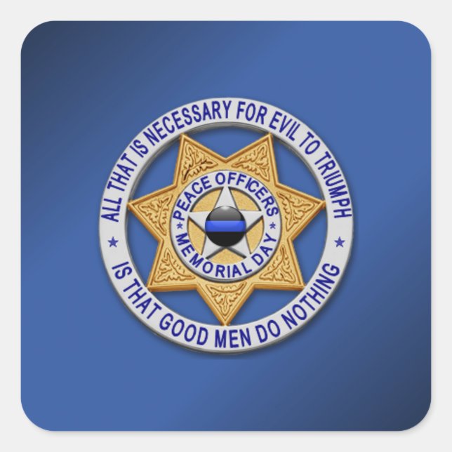 Thin Blue Line Square Sticker (Front)
