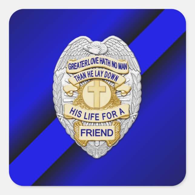 Thin Blue Line Square Sticker (Front)