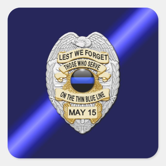 Thin Blue Line Square Sticker (Front)