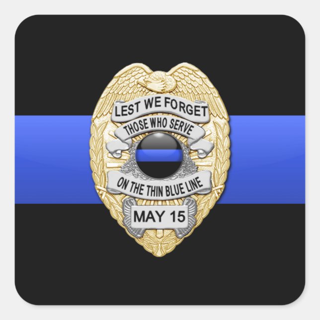 Thin Blue Line Square Sticker (Front)